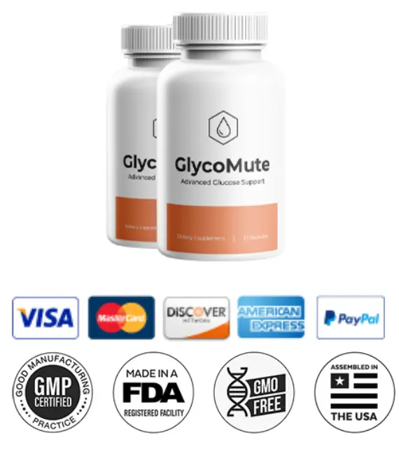 GlycoMute one bottle plus credit cards and certifications